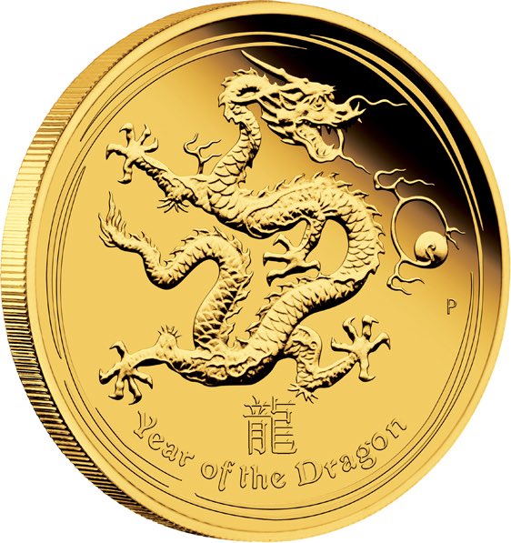 Lunar 2 Jahr des Drache 1 Unze Goldmünze 2012 Proof