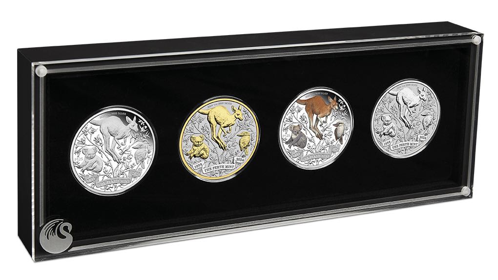 125Jahre Perth Mint Typeset 4 x 1 Oz Silber 2024 + Box * COA