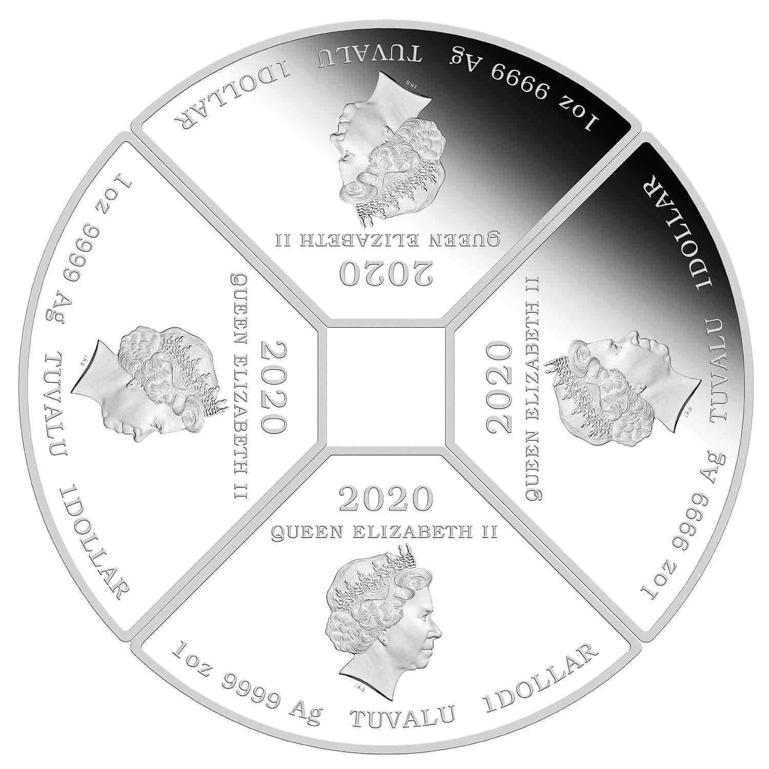 4 x 1 Dollar Tuvalu 2020 Maus