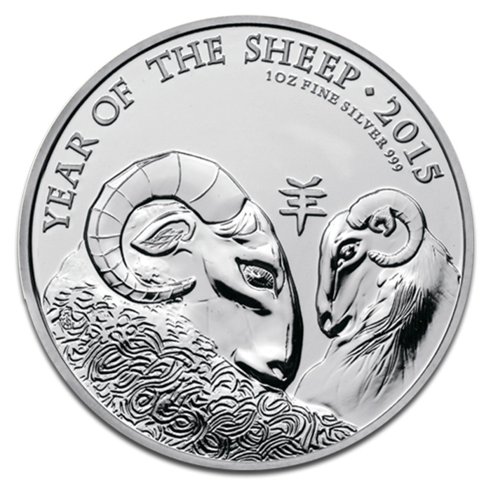 Royal Mint Jahr des Schaaf Ziege 1 Unze Silbermünze  2015