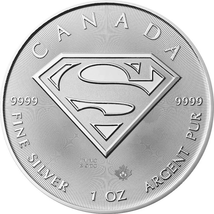 Kanada Superman 1 Unze Silbermünze 2016 Motivseite S-Schild