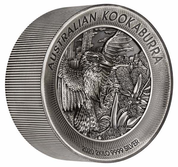 Kookaburra 2 KG Silbermünze Antik Finsih