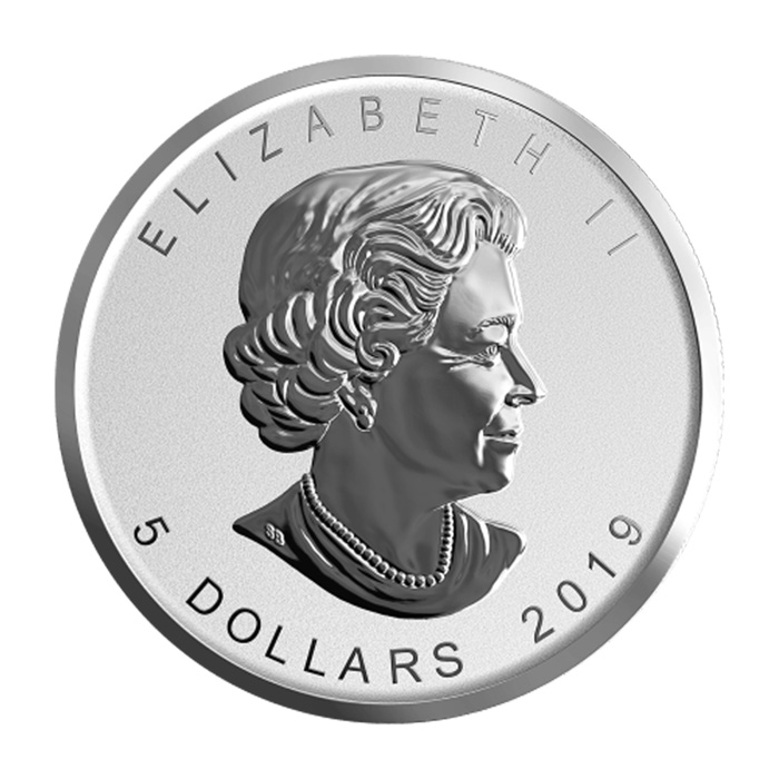 Rückseite mit Queen Elizabeth zur Maple Leaf Phonogram Silbermünze der RCM.