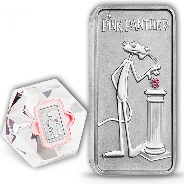 Pink Panther - 1 Unze Platin - mit Diamanten + Box*