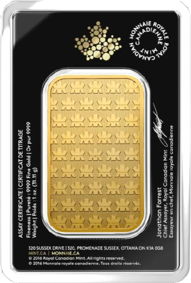 Royal Canadian Mint 1 Unze Goldbarren in Blisterkarte