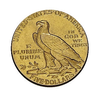 5 Dollar Indian Head Goldmünze Wertseite