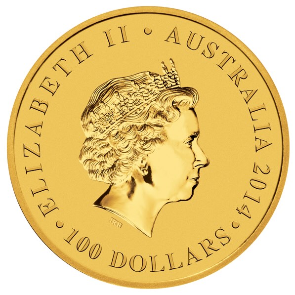 Rückseite 1 Unze Gold Australien Känguru 2014 Elisabeth II