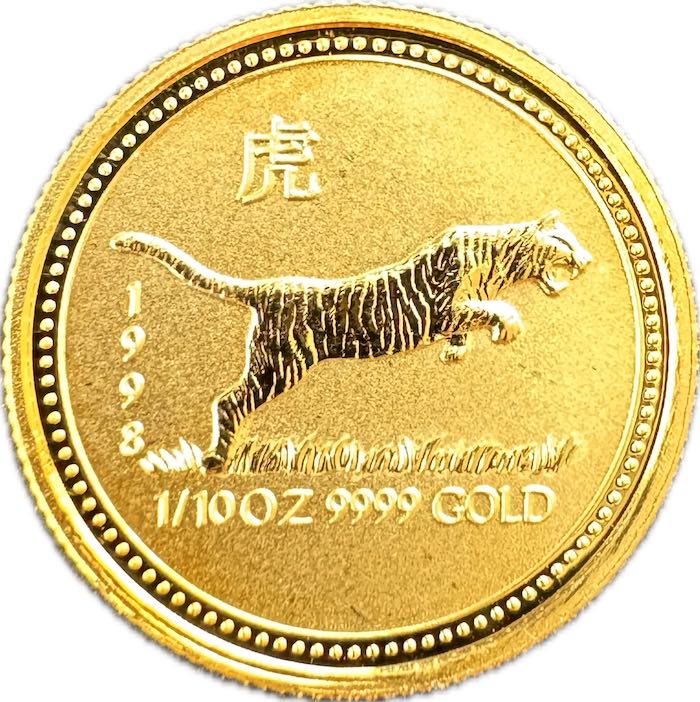 Goldmünze Lunar Serie 1 Jahr des Tiger 1/10 Unze Gold 1998