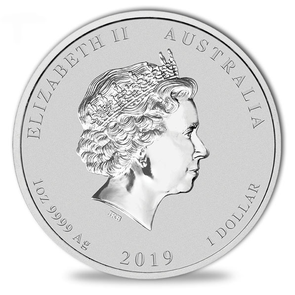 Lunar II Jahr des Schweins 2019 1 oz Silber Wertseite