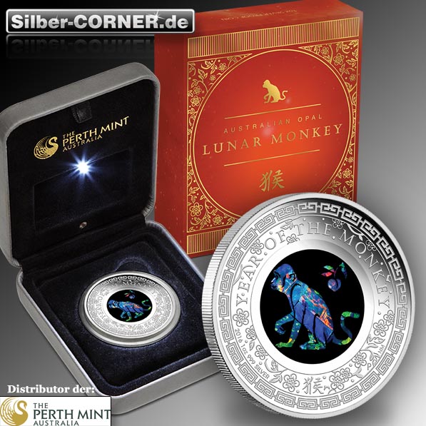 Opal Affe 1 Oz Silber mit Box 