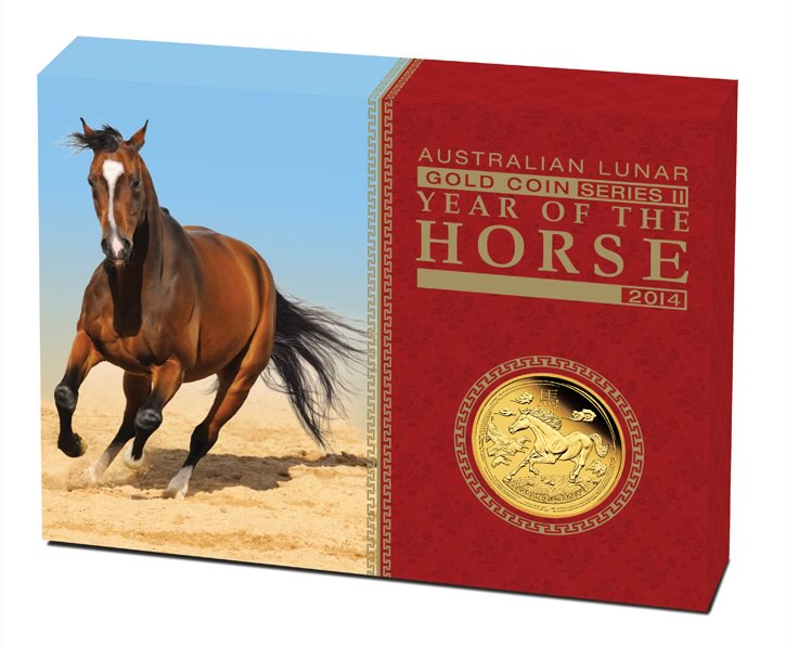 Lunar II Pferd 1 Oz Gold Proof Umverpackung 2014