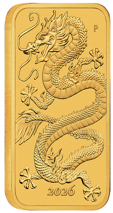 Rectangular Drache Goldmünze 2026 Perth Mint
