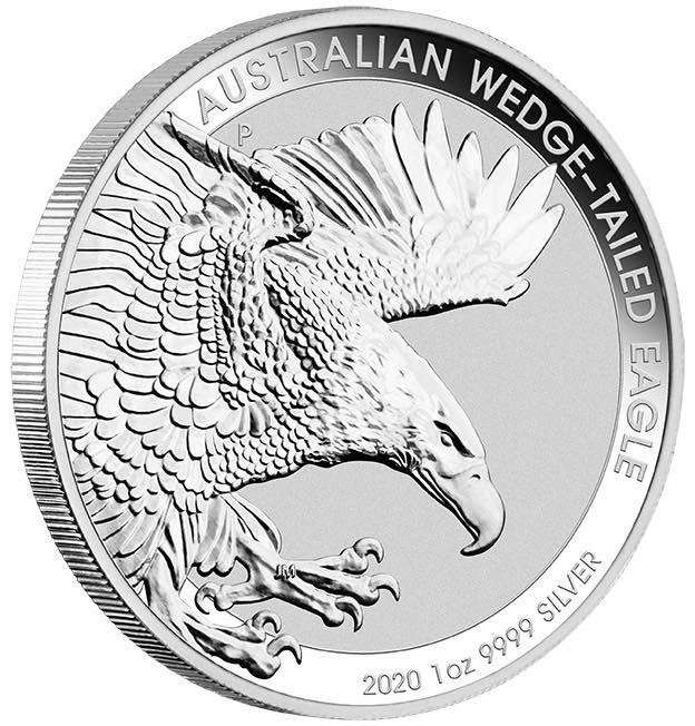 Wedge Tailed Eagle 1 Unze Silber 2020 Revers Motiv Adler