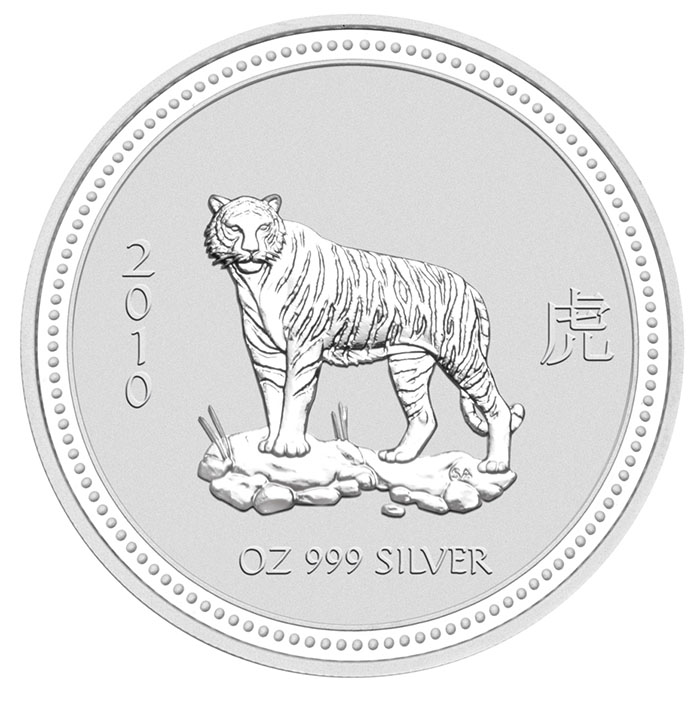 Lunar I Jahr des Tiger 2 Unzen Silbermünze 2010