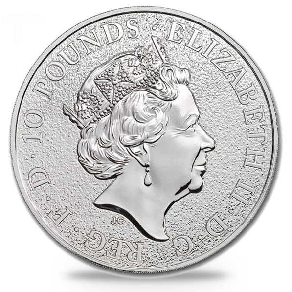 Rückseite 10 Oz Silber Queens Beasts Lion 2017 Elisabeth II