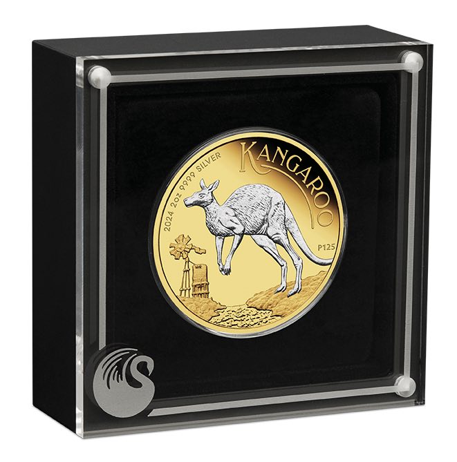 Kängruru reverse gilded 2024 Box 2 unzen 