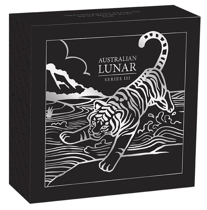 Umverpackung Lunar 3 Tiger Silbermünze 2022 Antik