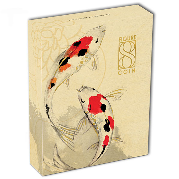 Verpackung Koi Fish Münze 2 Unzen Silber