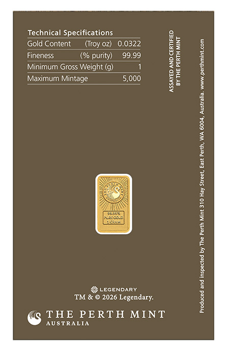 Rückseite Dune 1 Gramm Goldbarren