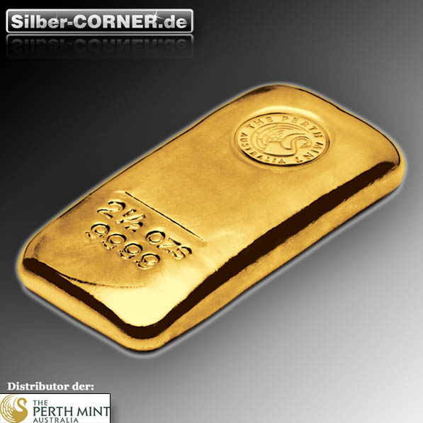 2,5 Oz Goldbarren Perth Mint gegossen