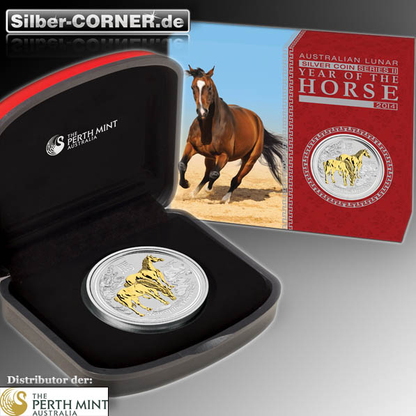 Moodshot Lunar II Pferd 1 Oz Silber vergoldet