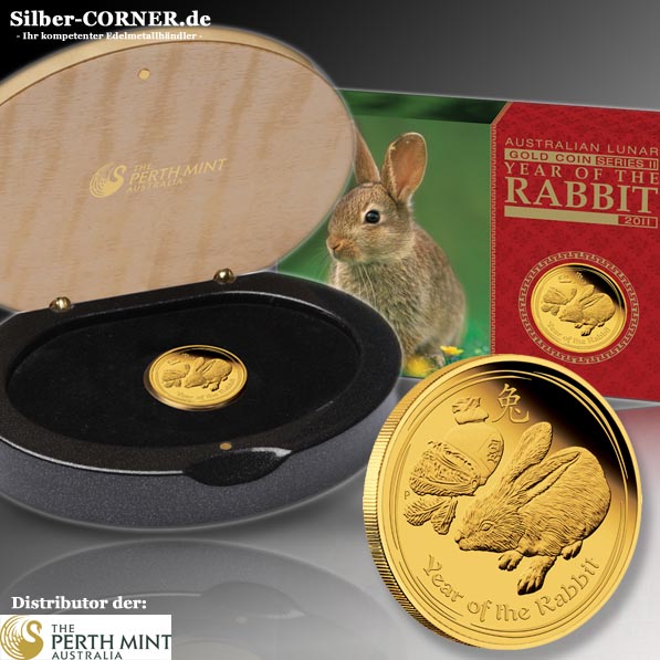 Lunar II Hase 1/4 Oz Gold Proof + Box + COA