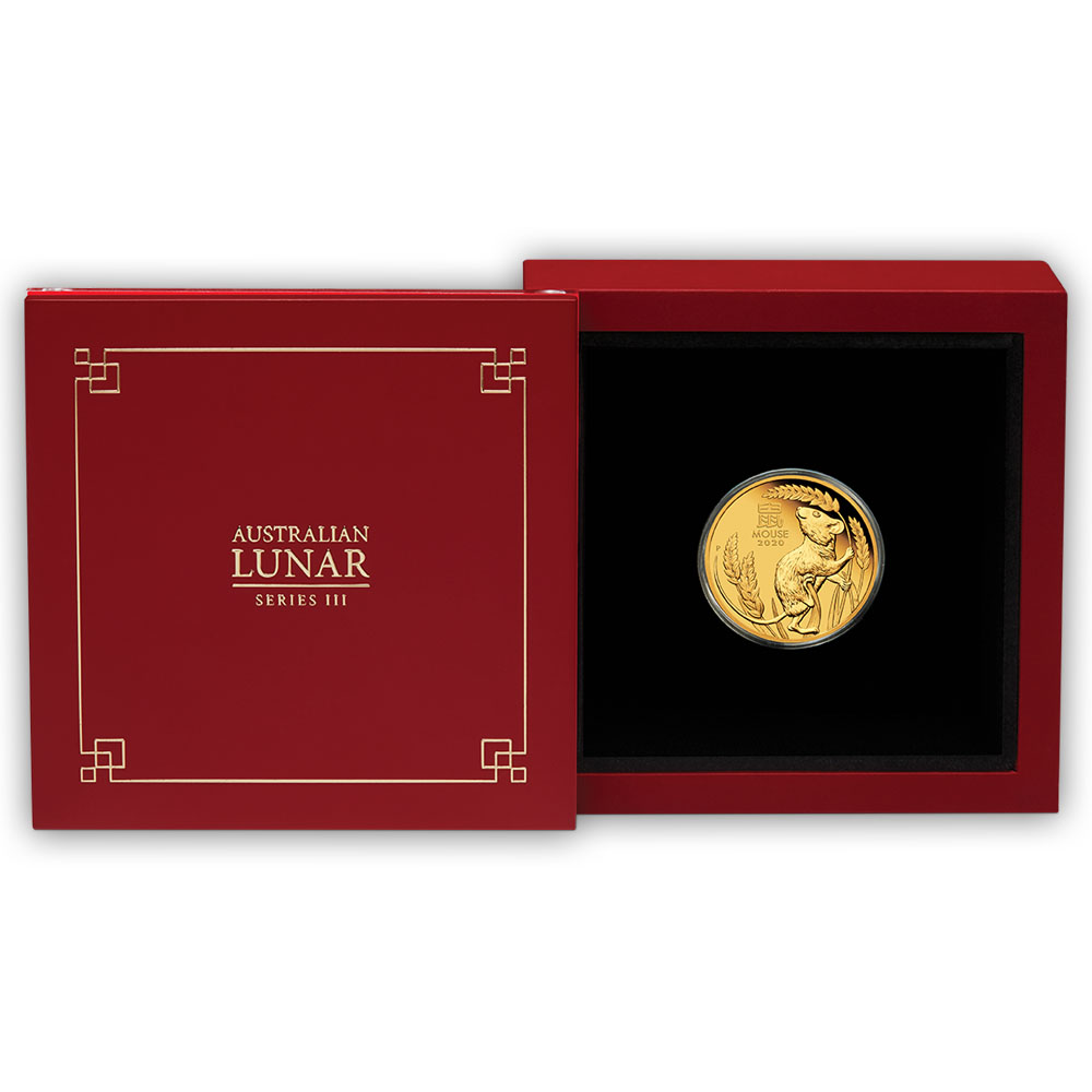 Lunar 1/4 Oz Gold Proof Maus 2020 Sammlerbox