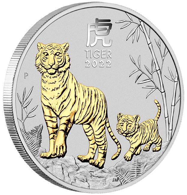 Lunar III Tiger 1 Oz Silber Vergoldet 2022 kaufen & verkuafen