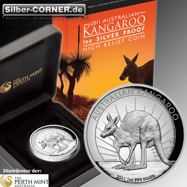 High Relief Kangaroo 2011 1 Oz Silber Proof*