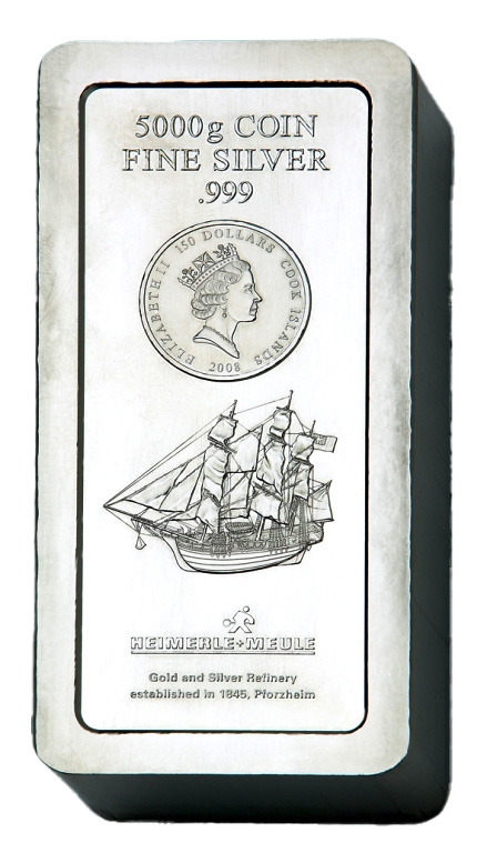 Heimerle + Meule 5kg Silber-Münzbarren Cook Island 999