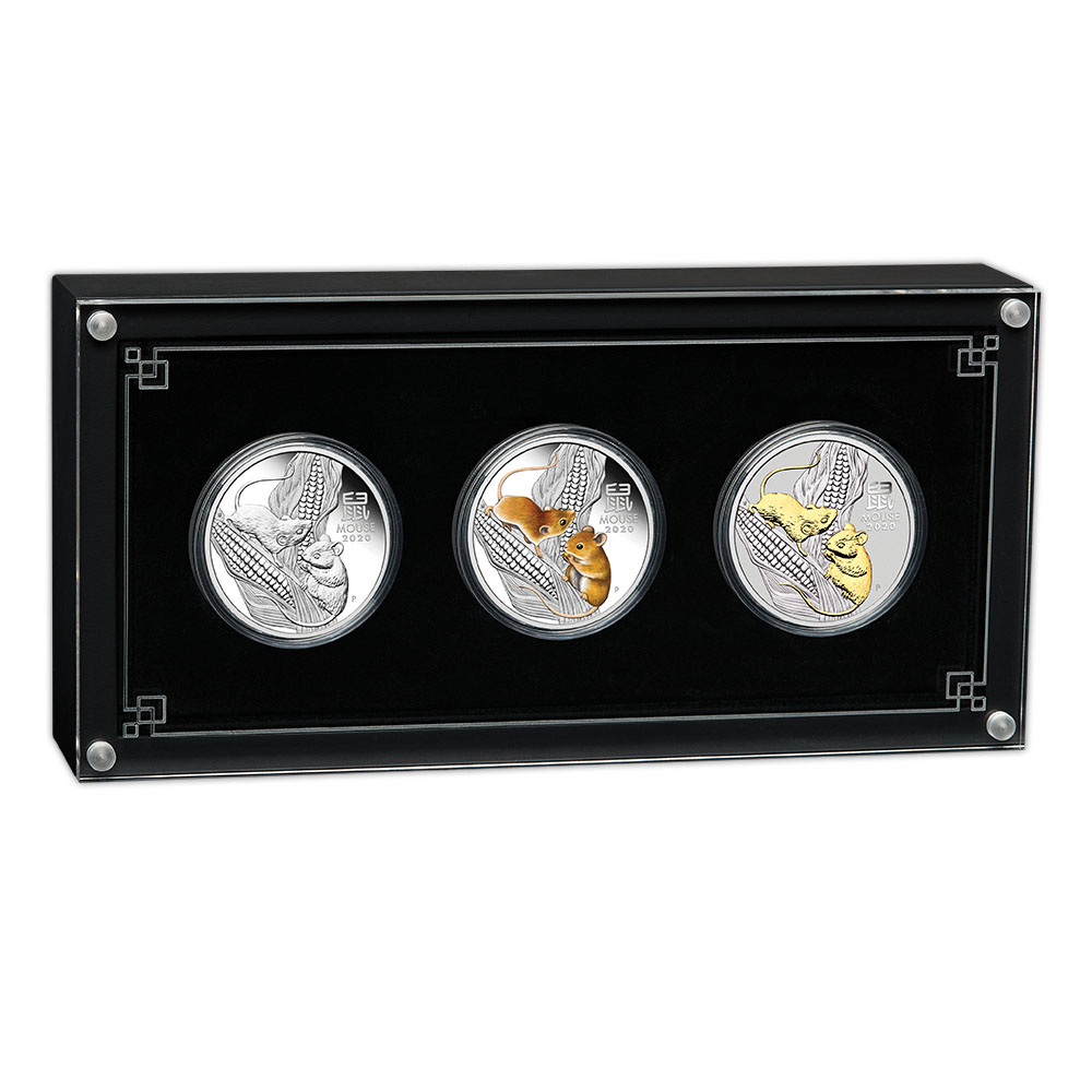 Lunar III Serie Jahr der Maus 1 Oz Silber Trio 2020*