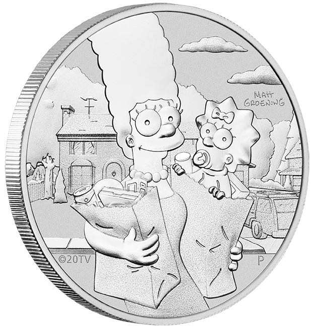 Marge und Maggie Simpson 1 Unze Silbermünze 2021 hier kaufen und verkaufen