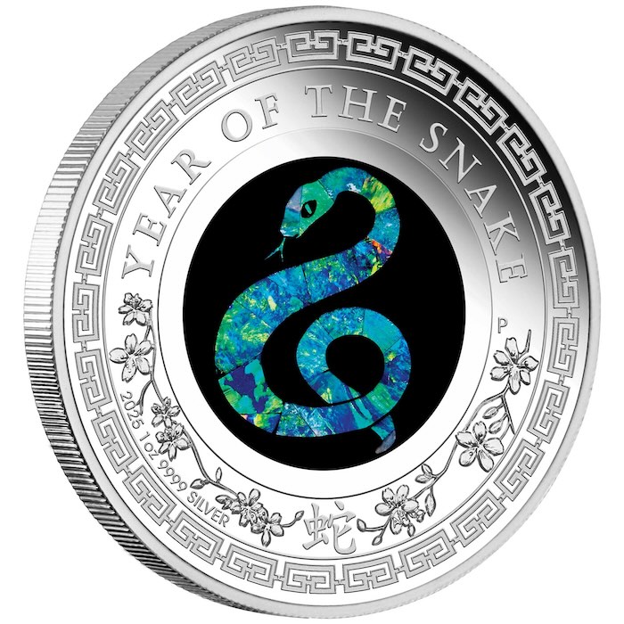 Lunar Schlange Opal 1 Unze Silbermünze 2025
