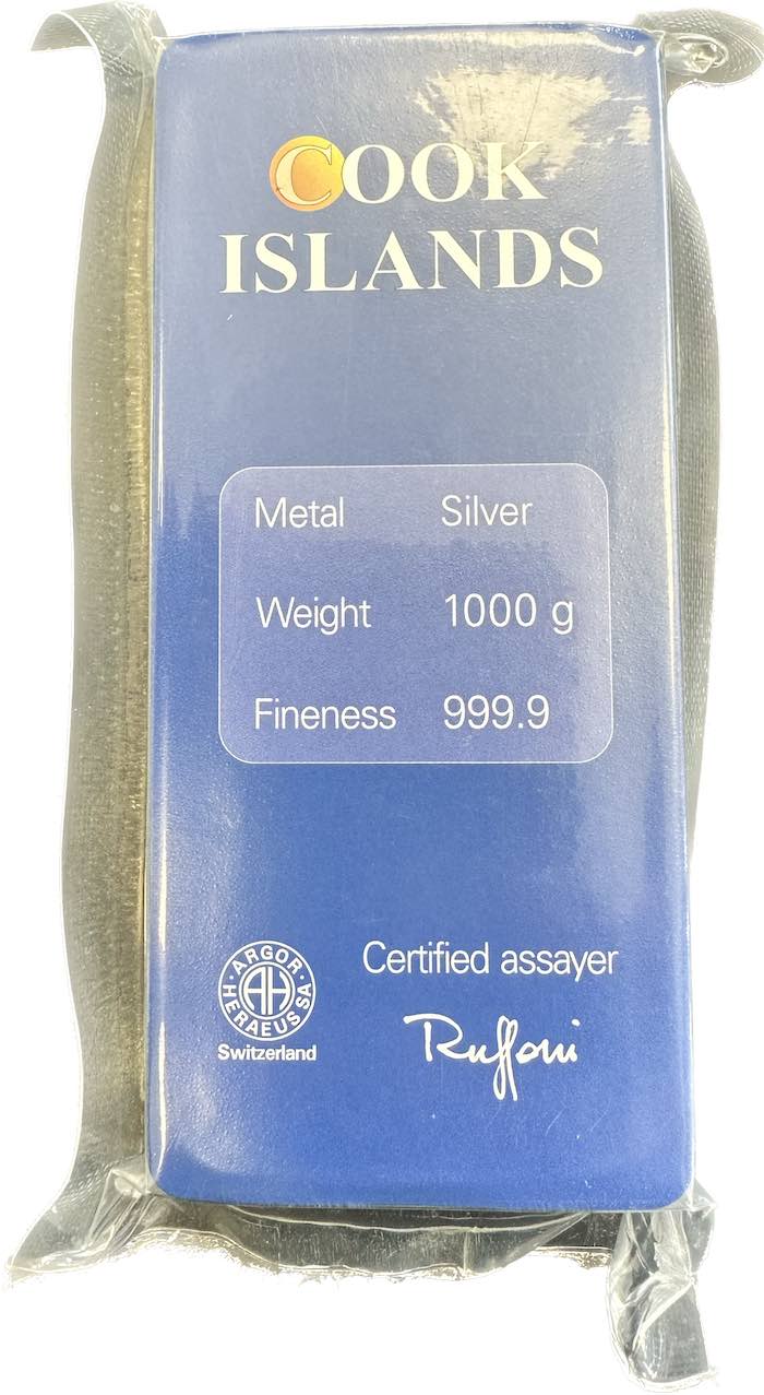 Cook Island Silberbarren 1 KG Argor-Heraeus