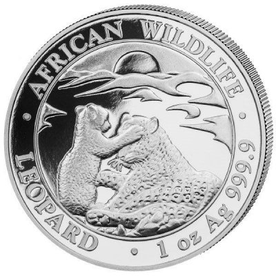 Somalia Leopard 2019 1 oz Silber Motiv Leopardenmutter und Jungtier