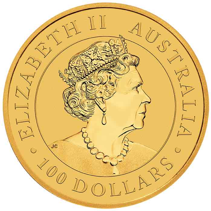 Australien Känguru 1 Unze Goldmünze 2021 Wertseite