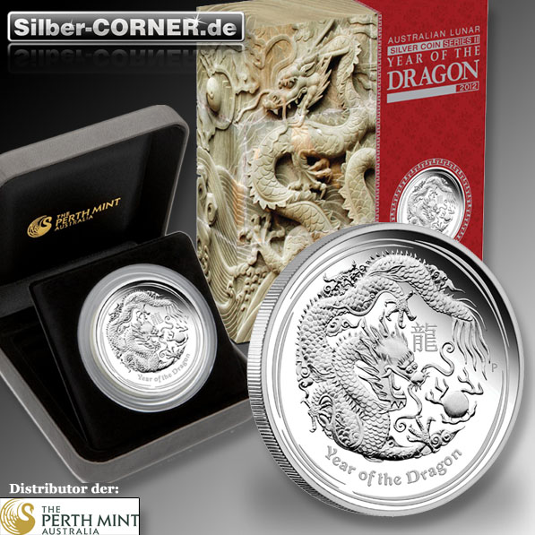 Lunar II Drache 5 Unzen Proof Silber 2012