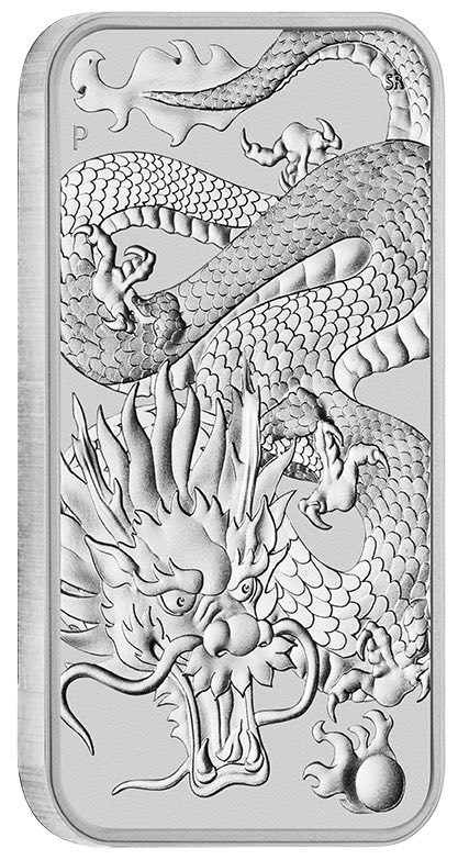 Rectangular Drache 1 Unze Silbermünze 2022