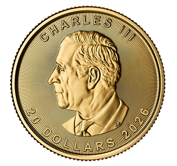 Maple Leaf 1/2 Unze Gold 2026 Rückseite König Charles III Porträt