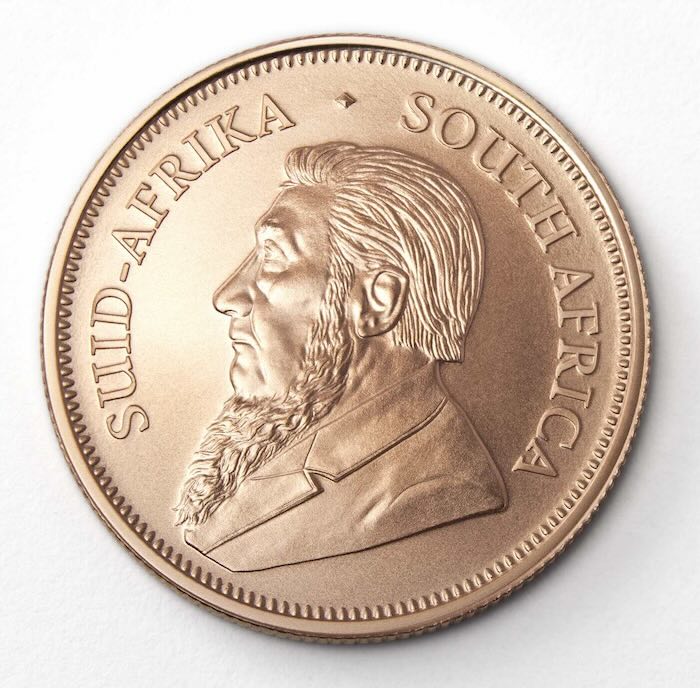 Vorderseite der 1/2 oz Goldmünze Krügerrand mit dem Porträt von Paul Kruger.