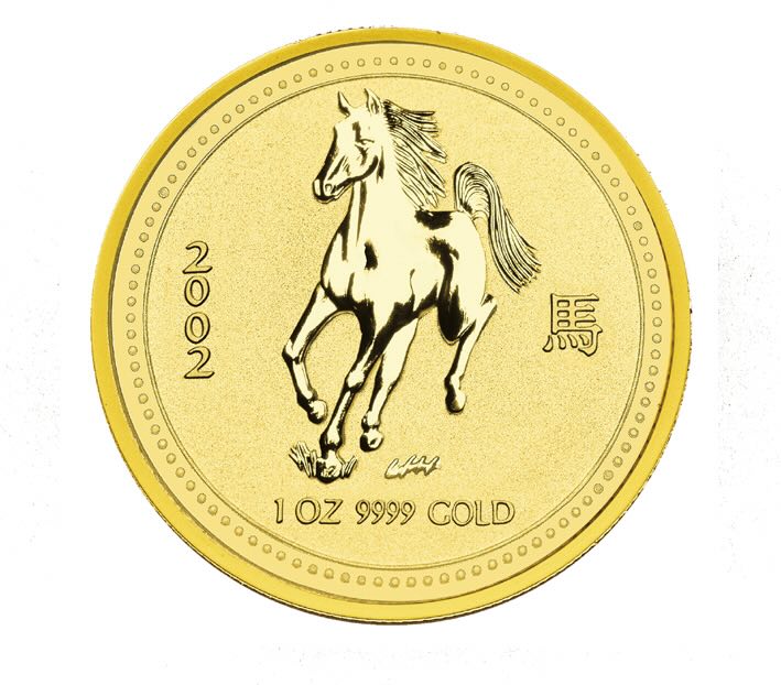 Lunar Serie I Jahr des Pferd 1 Unze Goldmünze 2002