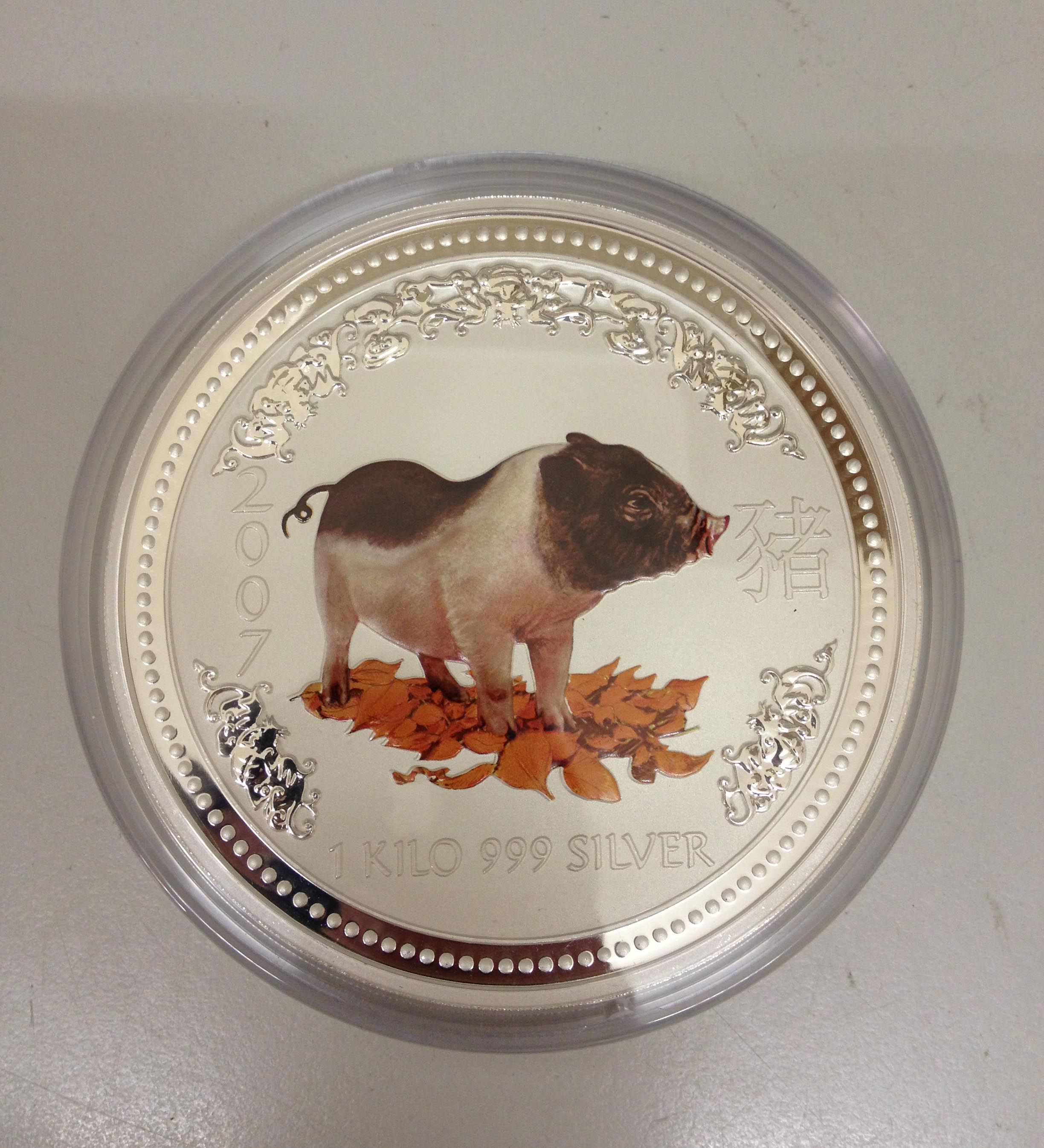 Lunar I - Schwein - 1 Kg Silber farbig 2007*