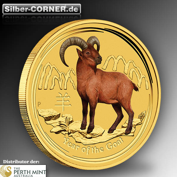 Lunar II 1/10 Oz Gold farbig Ziege