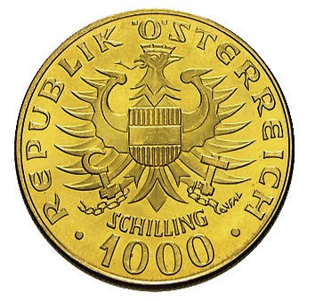 Österreich 1.000 Schilling Goldmünze Babenberger 
