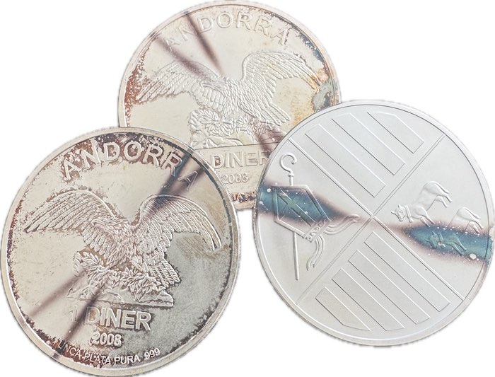 Andorra Eagle 1 Oz Silber verschiedene Jahrgänge schwarz angelaufen B-Ware*