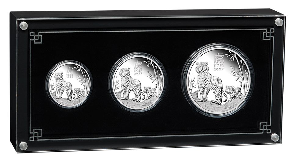 Lunar III - Tiger - 3 Coin Set Silber Proof + Box + COA*