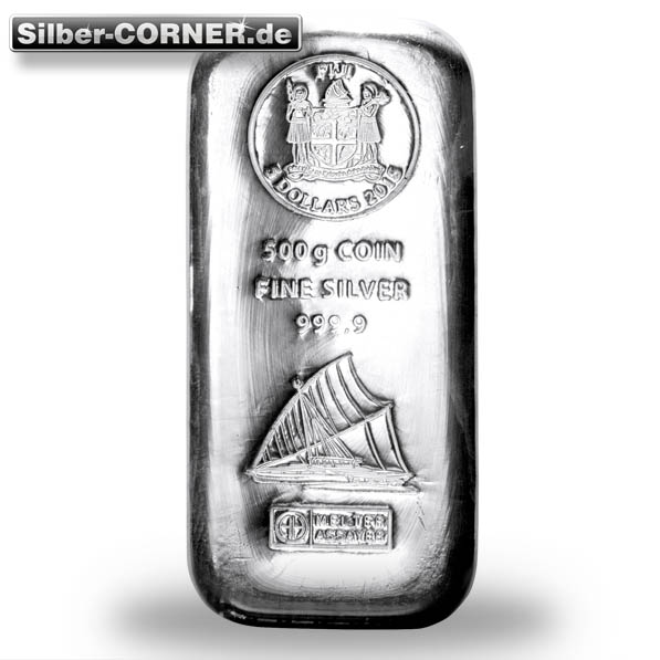 Fiji 500 Gramm Silberbarren Heraeus