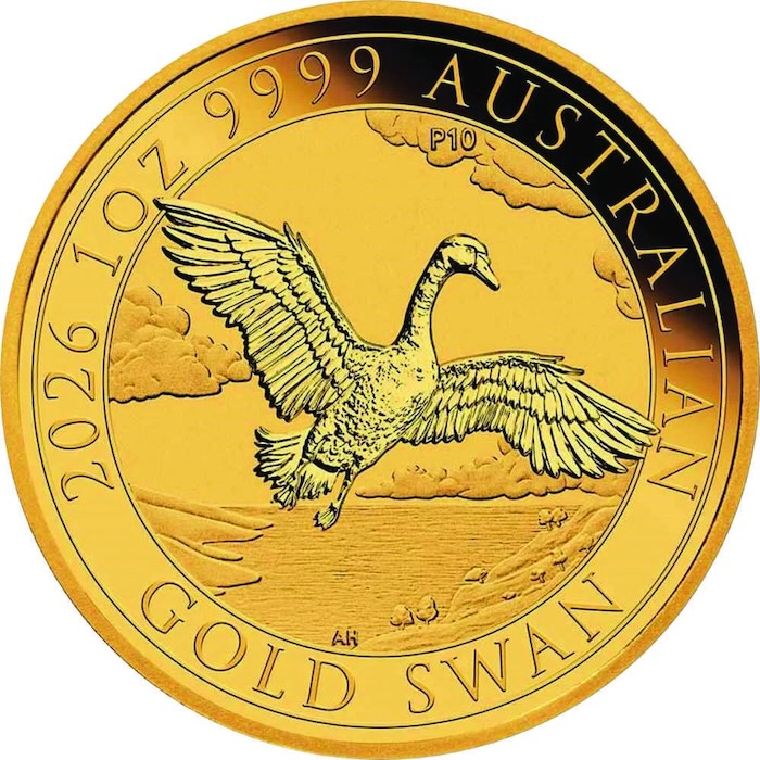 Australien Schwan 1 Unze Goldmünze 2026 Rückseite