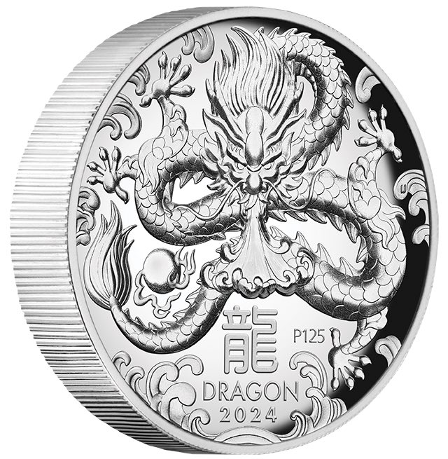 Lunar 3 - Drache- 1 Oz Silber High Relief Proof 2024 + Box + COA