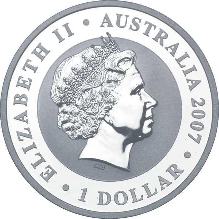 Koala 1 Unze Silber 2007 Avers Elizabeth II